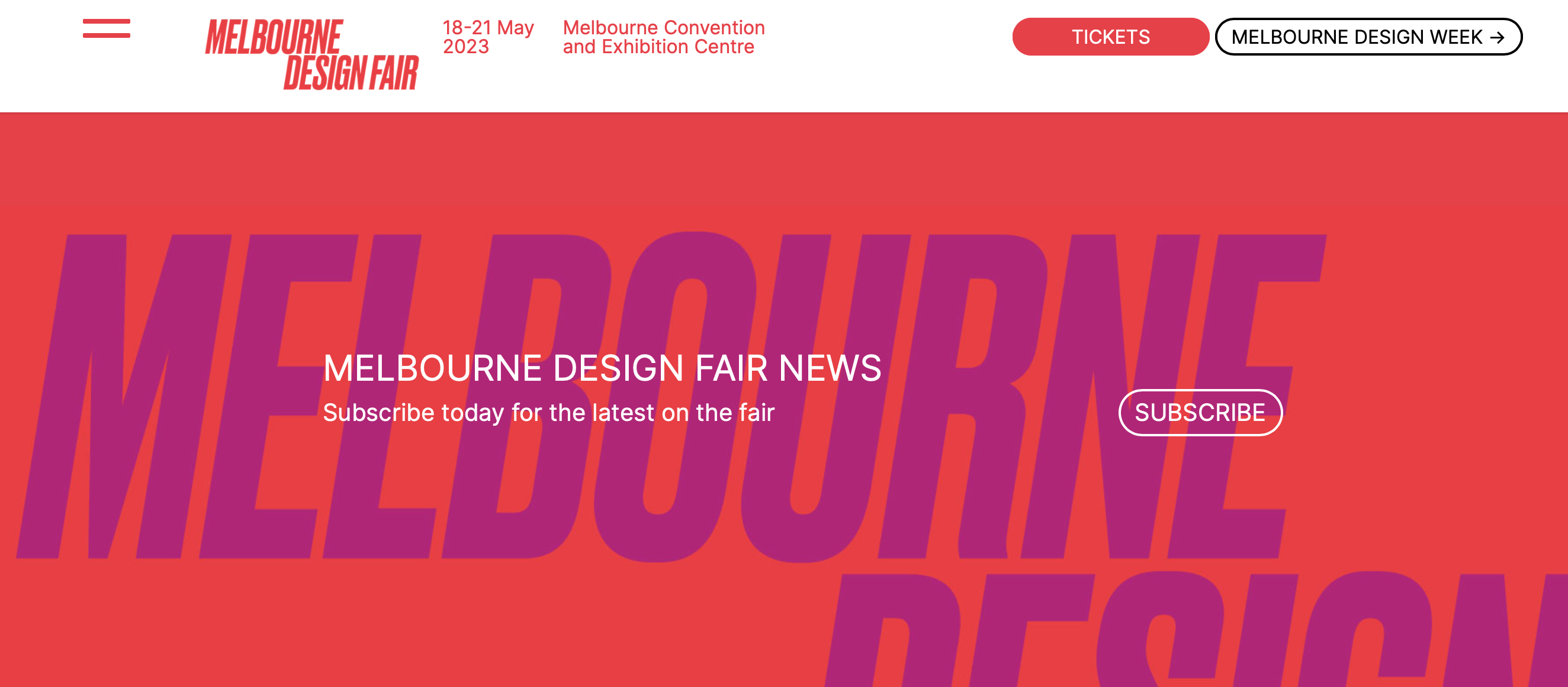 Screenshot  of Melbourne Design Fair home page